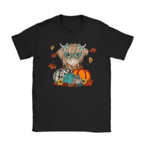 Thanksgiving Shirt Ideas Highland Cow Fall And Leaves Pumpkins Autumn Special T-Shirt