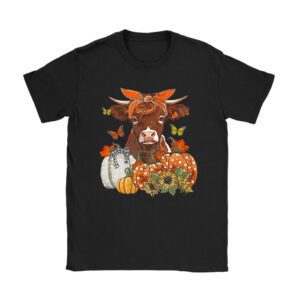 Thanksgiving Shirt Ideas Highland Cow Fall And Leaves Pumpkins Autumn Special T-Shirt