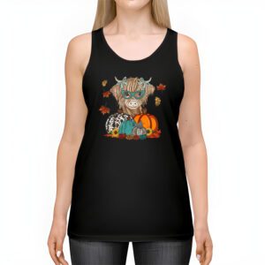 Highland Cow Fall And Leaves Pumpkins Autumn Thanksgiving Tank Top 2 1