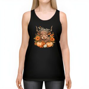 Highland Cow Fall And Leaves Pumpkins Autumn Thanksgiving Tank Top 2