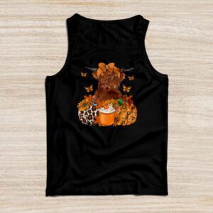 Thanksgiving Shirt Ideas Highland Cow Fall And Leaves Pumpkins Autumn Special Tank Top