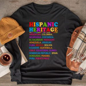 Hispanic Heritage Month 2023 National Latino Countries Flag Longsleeve Tee