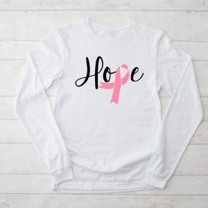 Hope Pink Ribbon Leopard Sunflower Breast Cancer Awareness Longsleeve Tee 2 1