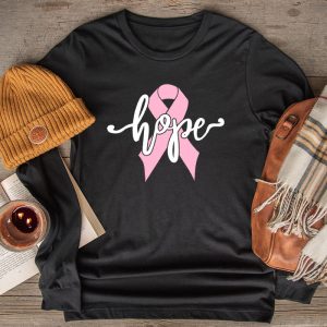 Hope Pink Ribbon Leopard Sunflower Breast Cancer Awareness Longsleeve Tee 2 2