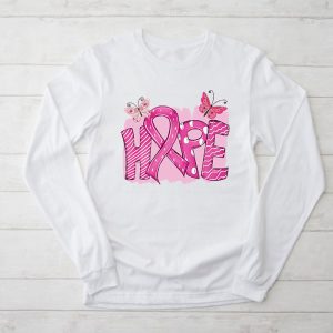 Hope Pink Ribbon Leopard Sunflower Breast Cancer Awareness Longsleeve Tee 2 3