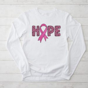 Hope Pink Ribbon Leopard Sunflower Breast Cancer Awareness Longsleeve Tee 2