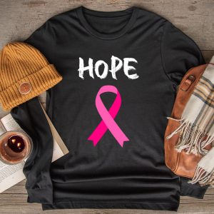 Hope Pink Ribbon Leopard Sunflower Breast Cancer Awareness Longsleeve Tee 2 4