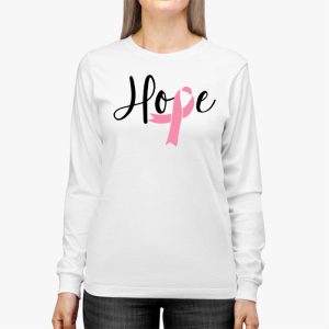 Hope Pink Ribbon Leopard Sunflower Breast Cancer Awareness Longsleeve Tee 3 1