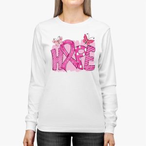 Hope Pink Ribbon Leopard Sunflower Breast Cancer Awareness Longsleeve Tee 3 3