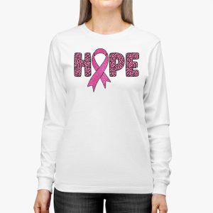 Hope Pink Ribbon Leopard Sunflower Breast Cancer Awareness Longsleeve Tee 3