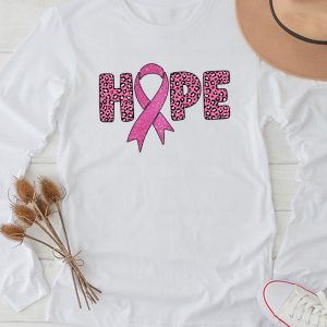 Hope Pink Ribbon Leopard Sunflower Breast Cancer Awareness Longsleeve Tee