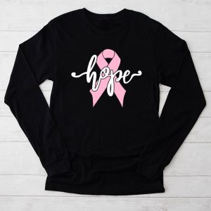 Hope Pink Ribbon Leopard Sunflower Breast Cancer Awareness Longsleeve Tee