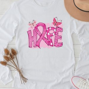 Hope Pink Ribbon Leopard Sunflower Breast Cancer Awareness Longsleeve Tee