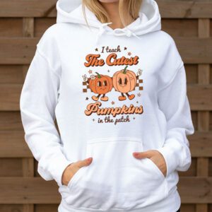 I Teach The Cutest Pumpkins In The Patch Retro Teacher Fall Hoodie 3