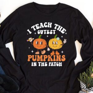 I Teach The Cutest Pumpkins In The Patch Retro Teacher Fall Longsleeve Tee 1 5