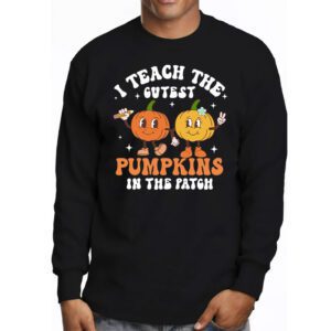 I Teach The Cutest Pumpkins In The Patch Retro Teacher Fall Longsleeve Tee 3 5