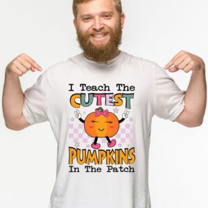 I Teach The Cutest Pumpkins In The Patch Retro Teacher Fall T Shirt 2 4