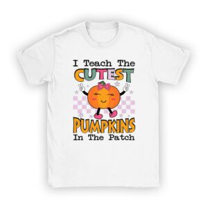 Halloween Teacher Shirts I Teach The Cutest Pumpkins In The Patch Retro Teacher Fall T-Shirt