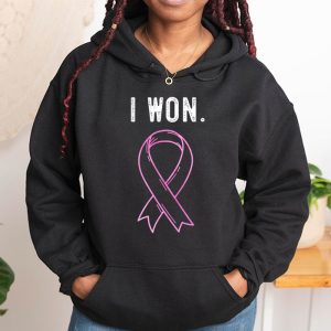 I Won Breast Cancer Awareness Support Pink Ribbon Survivor Hoodie 1 2