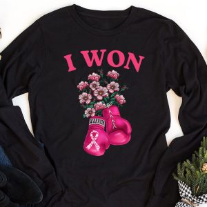 I Won Breast Cancer Awareness Support Pink Ribbon Survivor Longsleeve Tee 1 1