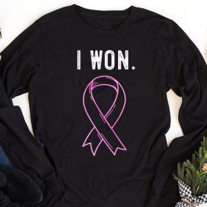 I Won Breast Cancer Awareness Support Pink Ribbon Survivor Longsleeve Tee 1 2