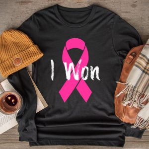 I Won Breast Cancer Awareness Support Pink Ribbon Survivor Longsleeve Tee 2 3