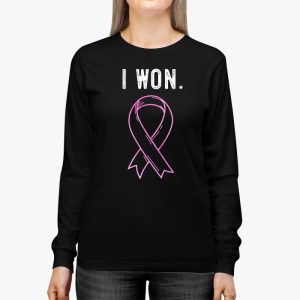 I Won Breast Cancer Awareness Support Pink Ribbon Survivor Longsleeve Tee 3 2