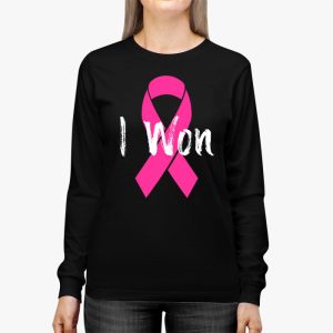 I Won Breast Cancer Awareness Support Pink Ribbon Survivor Longsleeve Tee 3 3