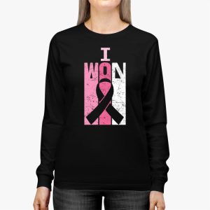 I Won Breast Cancer Awareness Support Pink Ribbon Survivor Longsleeve Tee 3