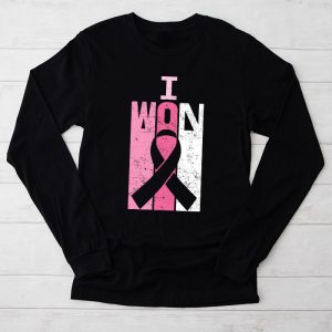 I Won Breast Cancer Awareness Support Pink Ribbon Survivor Longsleeve Tee