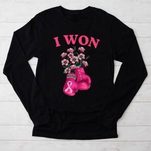 I Won Breast Cancer Awareness Support Pink Ribbon Survivor Longsleeve Tee