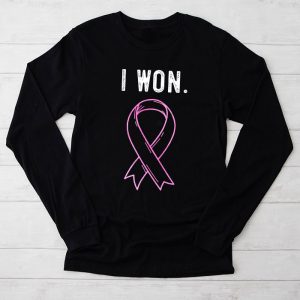 I Won Breast Cancer Awareness Support Pink Ribbon Survivor Longsleeve Tee