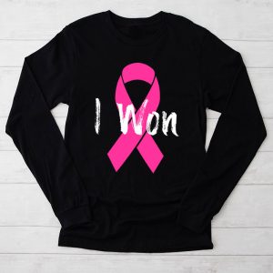 I Won Breast Cancer Awareness Support Pink Ribbon Survivor Longsleeve Tee