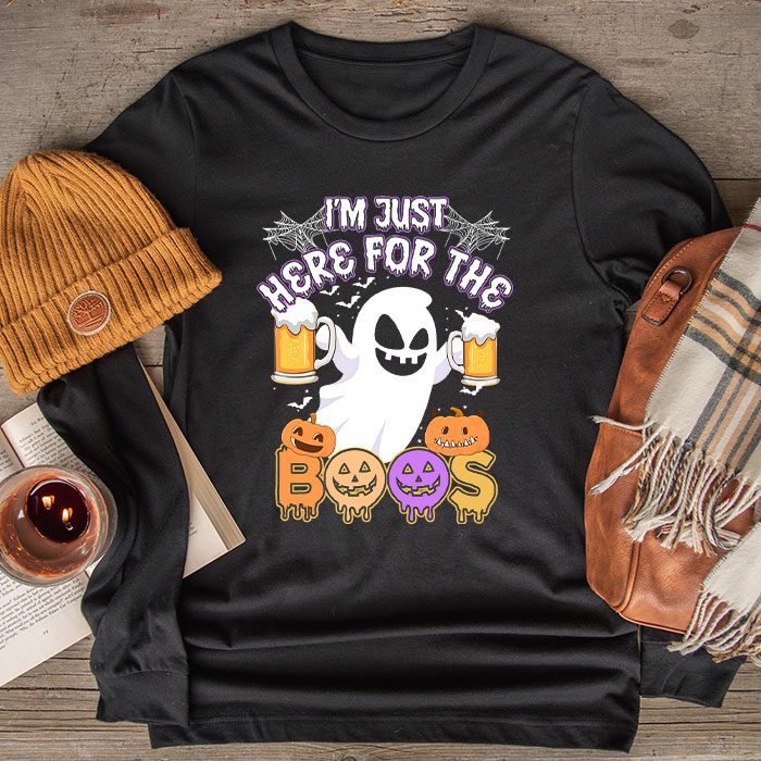 I'm Just Here For The Boos Funny Halloween Beer Lovers Drink Longsleeve Tee