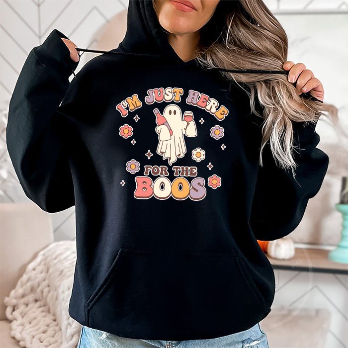 Im Just Here For The Boos Halloween Women Ghost Cute Funny Hoodie 2 2