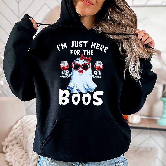 Im Just Here For The Boos Halloween Women Ghost Cute Funny Hoodie 2 3