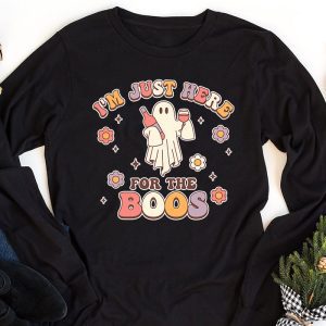 Im Just Here For The Boos Halloween Women Ghost Cute Funny Longsleeve Tee 1 2