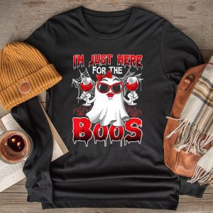 Im Just Here For The Boos Halloween Women Ghost Cute Funny Longsleeve Tee 2 1