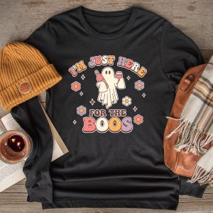 Im Just Here For The Boos Halloween Women Ghost Cute Funny Longsleeve Tee 2 2
