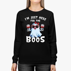 Im Just Here For The Boos Halloween Women Ghost Cute Funny Longsleeve Tee 3 3