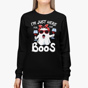 Im Just Here For The Boos Halloween Women Ghost Cute Funny Longsleeve Tee 3