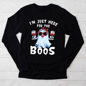 Funny Halloween Shirts I’m Just Here For The Boos Ghost Cute Longsleeve Tee