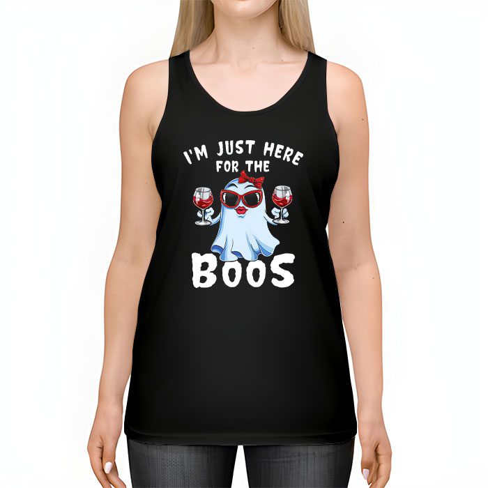 Im Just Here For The Boos Halloween Women Ghost Cute Funny Tank Top 2 3