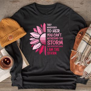 Im The Storm Warrior Pink Ribbon Women Breast Cancer Longsleeve Tee 2 3