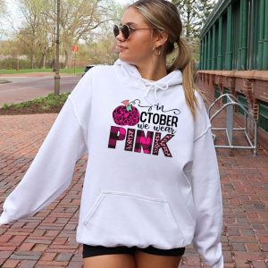 In October We Wear Pink Breast Cancer Pumpkin Halloween Hoodie 2 1