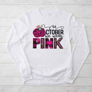 In October We Wear Pink Breast Cancer Pumpkin Halloween Longsleeve Tee 2 1