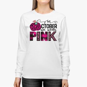 In October We Wear Pink Breast Cancer Pumpkin Halloween Longsleeve Tee 3 1