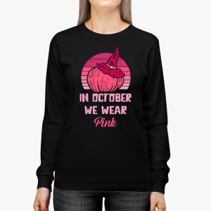 In October We Wear Pink Breast Cancer Pumpkin Halloween Longsleeve Tee 3 3