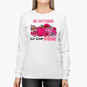 In October We Wear Pink Football Breast Cancer Awareness Longsleeve Tee 2 1