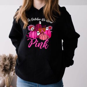 In October We Wear Pink Pumpkin Breast Cancer Awareness Hoodie 3 4